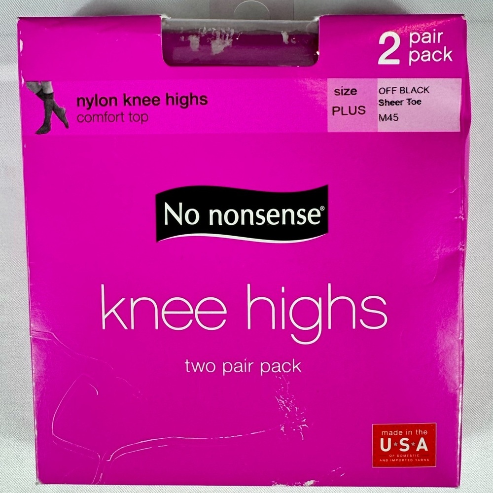 NIB No Nonsense Knee Highs 2 Pair Pack in Off Black